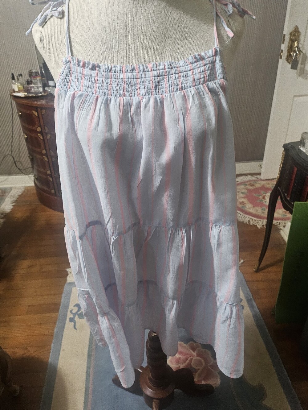 Light Blue and Pink Tiered Cotton Top